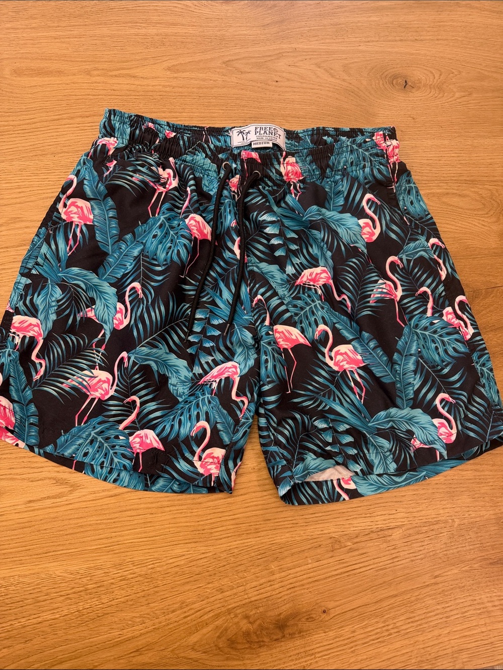 Free Planet Men Flamingo Swim Trunk with Mesh liner Size M